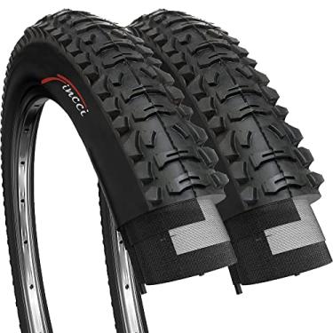 Imagem de Fincci Par de pneus 66 x 4,95 cm 53-559 dobráveis 60 TPI para bicicleta híbrida MTB Mountain Bike – Pacote com 2