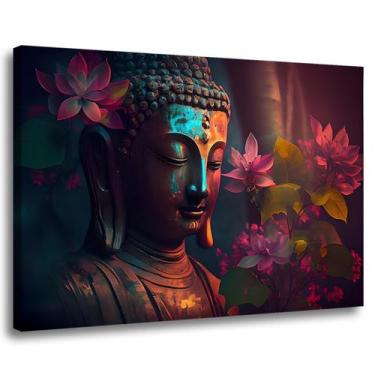 Imagem de Quadro Decorativo Buda Flor Lotus Moderno em Tela Canvas Ideal para Sa