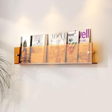 Imagem de Porta-revistas e brochura de acrílico montado na parede - Armazenamento de literatura elegante para escritório, sala de estar, sala de espera - 3 cores disponíveis (laranja)