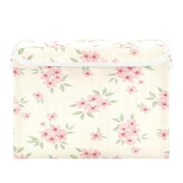 Imagem de Burbuja Caixa de armazenamento de flores com tampa e alças, caixa de armazenamento grande dobrável para prateleiras armário quarto escritório organizador