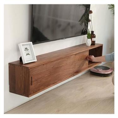 Imagem de Suporte de TV flutuante armário pendurado prateleira de TV flutuante console de mídia montado na parede, prateleiras de roteador DVD armário de armazenamento suporte de TV, para PS4/caixa de cabo/DVD