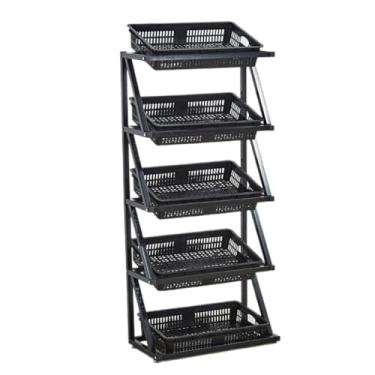 Imagem de Organizador de cozinha carrinho empilhável de armazenamento de frutas e vegetais de 4-5 camadas, suporte independente de metal para banheiro, cozinha, despensa, casa, prateleiras utilitárias (cor: A