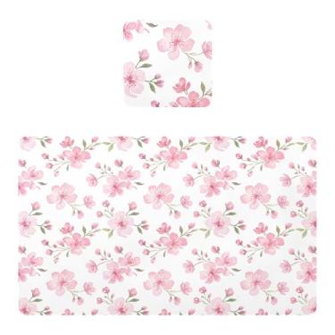 Imagem de Burbuja Jogo americano de flores conjunto de 4 para mesa de jantar, tapetes de mesa de PVC à prova d'água, antiderrapantes, resistentes ao calor, fáceis de limpar, 30 x 45 cm