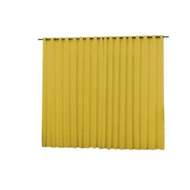 Imagem de Cortina oxford tecido 3,00x2,50 Para Varão Simples - Ludatex, Amarelo