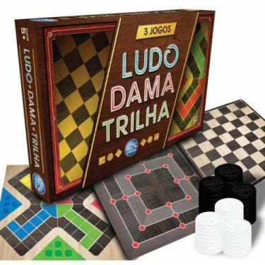 Imagem de Jogo de Tabuleiro 3 Jogos Ludo, Dama e Trilha Pais e Filhos
