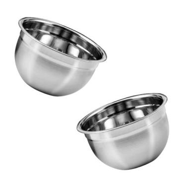 Imagem de Kit 2 Tigelas Mixing Bowl De Inox Redondo 18cm Para Preparo Cozinha Sa