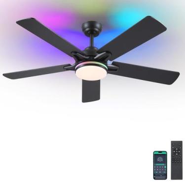 Imagem de Ventilador de teto Kviflon 132cm com luzes e controle remoto RGB