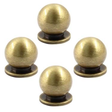 Imagem de Puxadores Mini de Latão Maciço Jiozermi 1,6 cm Bronze - Kit com 4
