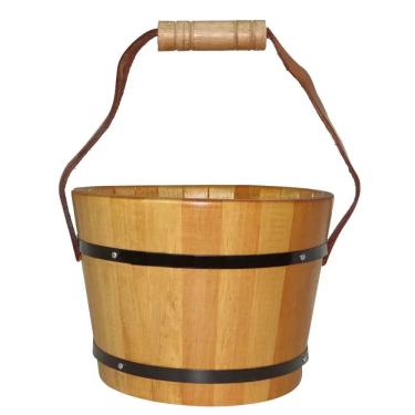 Imagem de Acessório para Sauna Balde de Madeira para Sauna Seca Uso em Sauna Seca Acabamento Clássico Amadeirado Sodramar 8L
