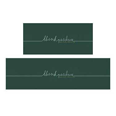 Imagem de Tapetes de cozinha laváveis em poliuretano + PVC, antiderrapante, à prova de água e óleo, tapete confortável, leve, luxuoso, para casa, sala de jantar, varanda, verde, 45120 cm