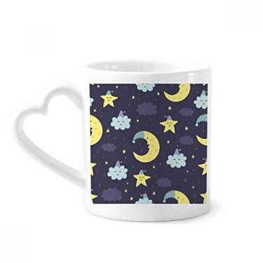 Imagem de Caneca de desenho animado lua noite padrão de personalização café cerâmica copo de coração de vidro