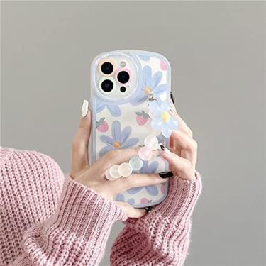Imagem de Cadeia de telefone de pulso flor 3D fofa capa de telefone macia para iphone 12 14 Pro Max 13 Mini 11 XR X XS 7 8 plus SE 3 Lente Capa protetora, A, para iPhone 12 Pro