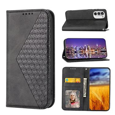 Imagem de Caso Flip do celular Compatível com Motorola Moto G22 4G/E32S Estojo tipo carteira com suporte para cartão de crédito, Capa protetora de corpo inteiro Estojo de couro PU macio premium, Fecho magnético