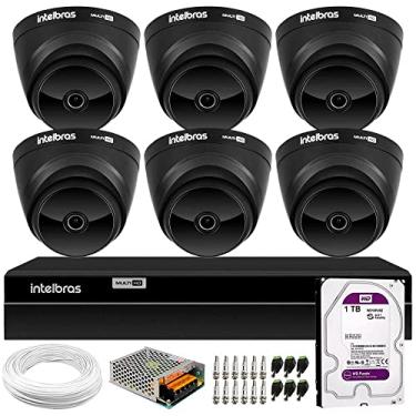 Imagem de Kit 06 Câmeras Intelbras Vhd 1220 Dome Black Full Hd 1080p Visão Noturna 20 Metros + Dvr Intelbras + Hd 1tb Purple