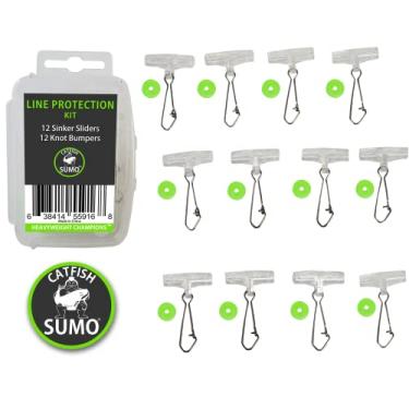 Imagem de Kit de proteção de linha de pesca Catfish Sumo: Deslizador sem torção + amortecedores de peso fortes – pare de perder peixes com peças resistentes para água doce e água salgada