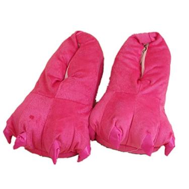 Imagem de MizHome Pantufas unissex macias com garra de pata para casa, rosa, Large