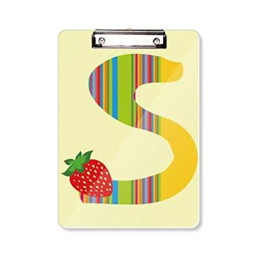 Imagem de S Alfabeto Morango Fruta Padrão Bonito Prancheta Pasta Bloco de Escrita Placa de Apoio A4