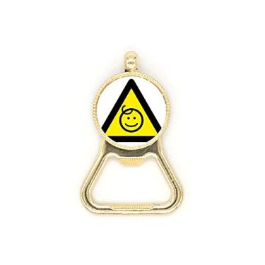 Imagem de Chaveiro de aço inoxidável com símbolo amarelo e preto para crianças protegido triângulo garrafa de cerveja