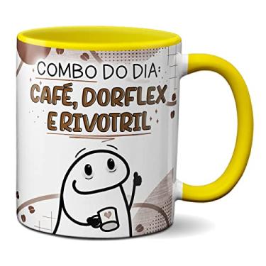 Imagem de Caneca Flork Combo Do Dia: Café Dor (flex) E Rir (votril) (Amarela)