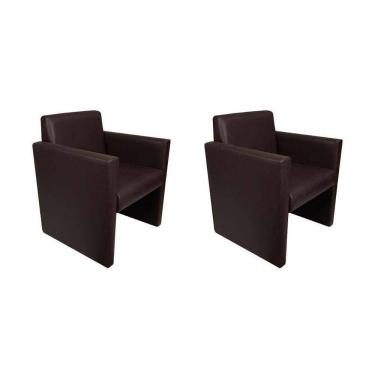 Imagem de Kit 2 Poltronas Nina Slim Em Tecido Sintético - Café - Cor: Marrom
