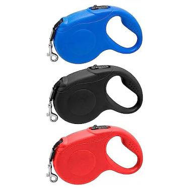 Imagem de Coleira Guia 3mts Retrátil Regulável Cães Cachorro Pets Verm