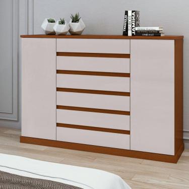 Imagem de Cômoda 2 Portas 7 Gavetas 3 Prateleiras Vedra Frassino/Off White