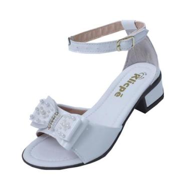 Imagem de Sandalia Infantil Menina  Salto Grosso Confortável  Brilho Laço Strass