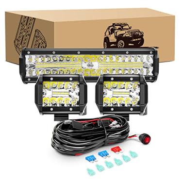 Imagem de GOOACC Barra de luz de LED de 300 W de 12 polegadas, 2 peças, 10 polegadas, 60 W, luzes de neblina de LED com fiação off-road 16 AWG - 3 cabos para caminhão, carrinho de golfe, SUV ATV e barco UTV, 2 anos de garantia, (Auto-514)