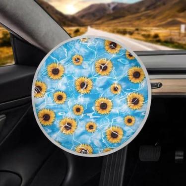 Imagem de Whosucclay Capa de proteção solar de volante de girassol anticalor à prova d'água para volante 43 cm x 43 cm, ajuste universal, protetor de viseira de raios UV