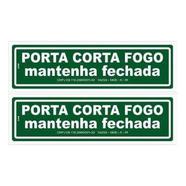 Imagem de Kit com 2 Placas de Sinalização PS Porta Corta Fogo Fotoluminescente -