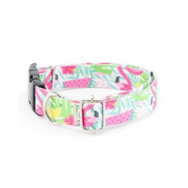 Imagem de Coleira para cachorro com pingente - Tamanho M (M, Flamingo)