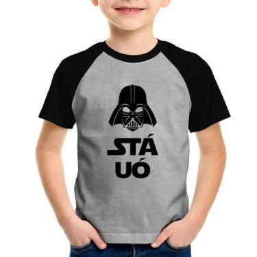 Imagem de Camiseta Raglan Infantil Stá Uó - Foca na Moda, Cinza, Preto, 2