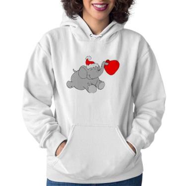 Imagem de Moletom Feminino Elefante Noel - Foca na Moda, Branco, GG