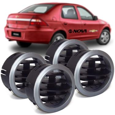 Imagem de Kit 4 Difusor De Ar Central Lateral Prata Auto Quality Prisma Maxx, joy, lt /celta