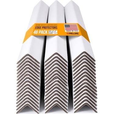 Imagem de Paclord Protetores de borda de papelão reforçados de 61 cm x 5 cm x 5 cm, branco (pacote com 48) – Protetores de canto de papelão extra resistentes de 0,6 cm de espessura – Protetores de borda de