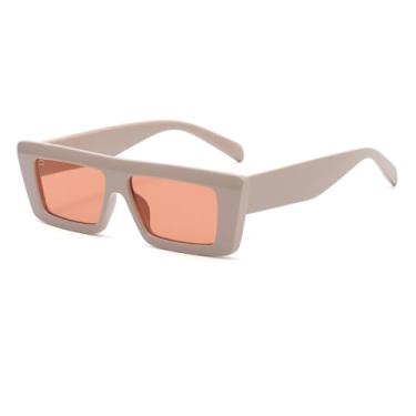 Imagem de VFDHN Óculos de sol femininos, armação retangular de plástico, masculino, proteção solar UV400 para acampamento, bicicleta, festa, sombra (rosa sólido)