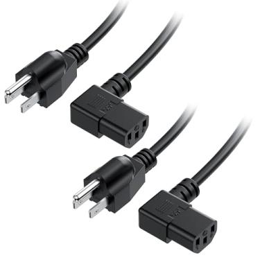 Imagem de Cable Matters Pacote com 2 16 AWG Cabo de alimentação de ângulo reto (cabo de alimentação) 6 pés (NEMA 5-15P para IEC C13 angular)