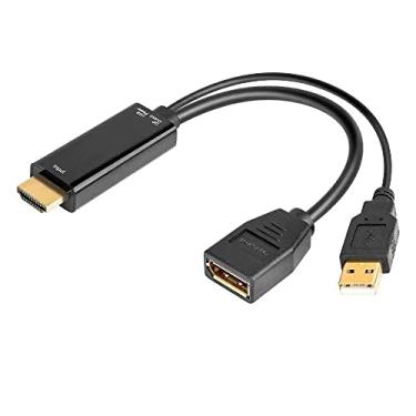 Imagem de NAKVMN Adaptador conversor de cabo HD para dp HDMI para DisplayPort com alimentação USB 4k para PC, laptop, HDMI macho para DP fêmea, compatível com Xbox One/PS4/PS5