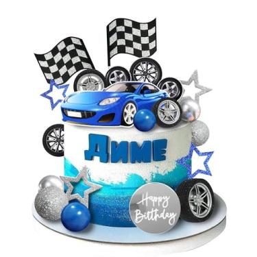 Imagem de 28 PCS Blue Racing Wheel Cake Topper Tyre Cake Decorations for Man Boy Kid Birthday Party Racing Theme Party Race Car Party Favor Supplies (02)