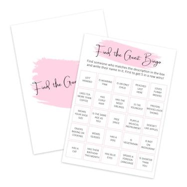 Imagem de ZEDEV Jogo de bingo de festa de aniversário - Encontre o bingo de convidadas, lembrancinha de atividade de festa de aniversário para meninas, conjunto de 20 cartões de jogos, suprimentos de