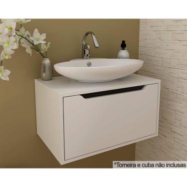 Imagem de Gabinete De Banheiro Suspenso Bn3646 Sem Cuba 1 Porta 60cm Branco - Tecno Mobili