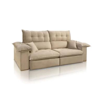 Imagem de Sofá Retrátil E Reclinável Paris Luxo 2.10m Jc Estofados Bege