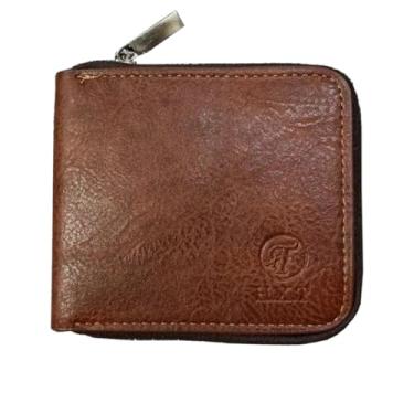 Imagem de Carteira Masculina em Couro Sintérico com Ziper,Porta cartão, Documentos,Notas e Moedas (Marrom)