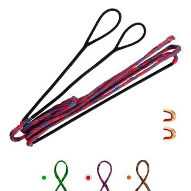 Imagem de Conjunto de cordas de arco Deerseeker Archery com 2 pontos de ancoragem de substituição de corda de arco recurvo Dacron 12, 14, 16 fios para tiro de arco longo tradicional 122-178 cm (vermelho, 1
