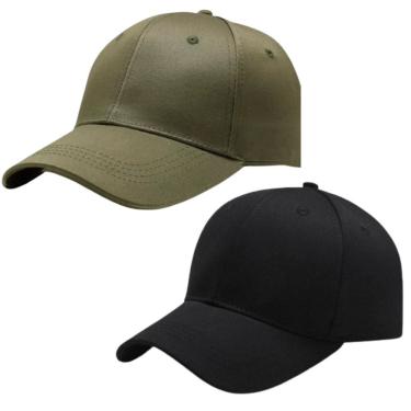 Imagem de Kit 2 Bonés Lisos Aba Curva Ajustável Unissex Baseball Dad Hat Strapback preto E Verde