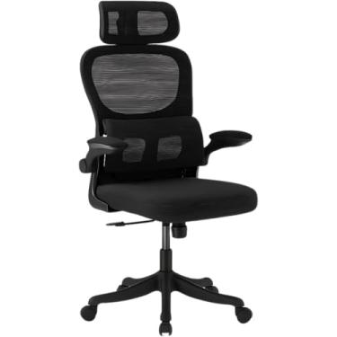 Imagem de Cadeira de escritório, design ergonômico com suporte lombar independente, malha respirável e encosto de cabeça ajustável. Assento Premium. Suporte Lombar e Cervical (Preto)