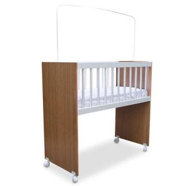Imagem de Mini Berço Moisés Alegria Branco Amadeirado Com Colchão  Veronez - OUT