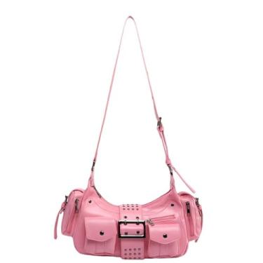 Imagem de GJHFCXSO Saco de ombro para mulheres bonito Hobo Y2K Underarm Tote Bolsa Moda Crossbody Bag com correia ajustável,Pink