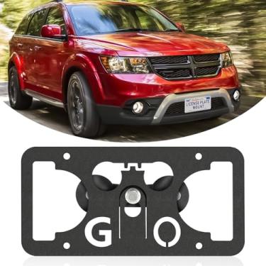 Imagem de Moldura frontal sem furadeira compatível com Dodge Journey 2014-2020 Suporte de suporte de grade de placa de carro antifurto Capas de etiqueta de carro à prova de ferrugem, acessórios de carro à prova