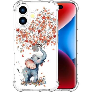 Imagem de ENDIY Compatível com capas Iphonegirl com design, linda capa de telefone transparente para mulheres meninas e meninas com amortecedor protetor resistente (elefante transparente criando flores)